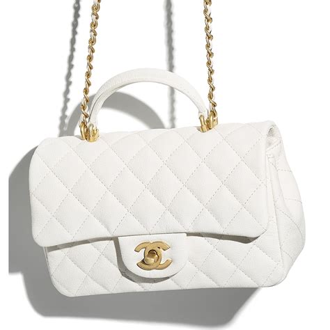 chanel white bag with handle|chanel top handle bag small.